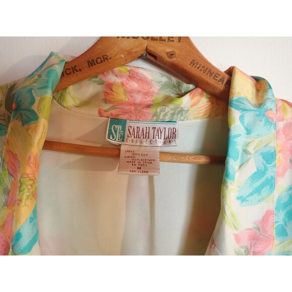 Sarah Taylor Collection Vintage 100% Silk Blouse Jacket Shrug Floral Size M - Picture 8 of 9